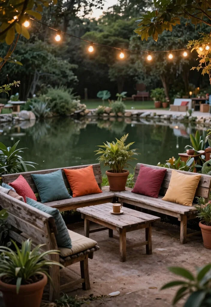 13 Rustic Stock Tank Pond Ideas Water Garden Projects 5. Rustic Seating Area 0