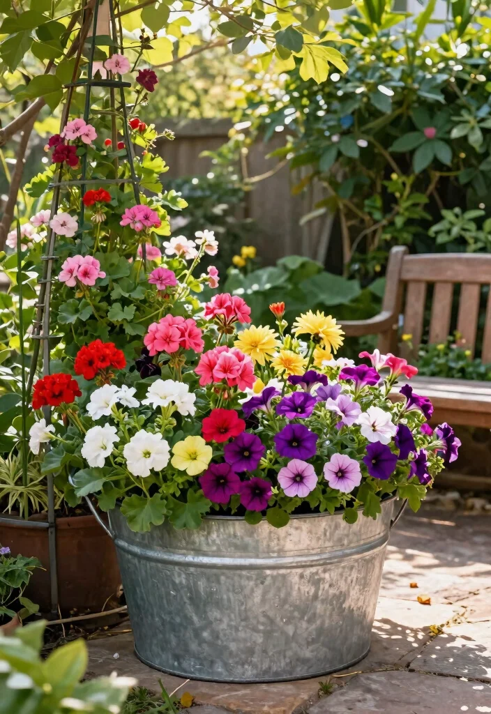 13 Vintage Large Galvanized Tub Planter Ideas Rustic 2. Floral Focal Point 0