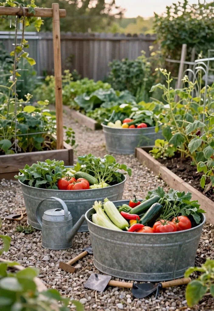 13 Vintage Large Galvanized Tub Planter Ideas Rustic 3. Rustic Vegetable Garden 0