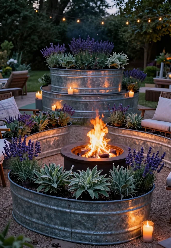 13 Vintage Large Galvanized Tub Planter Ideas Rustic 7. Rustic Fire Pit Surround 0