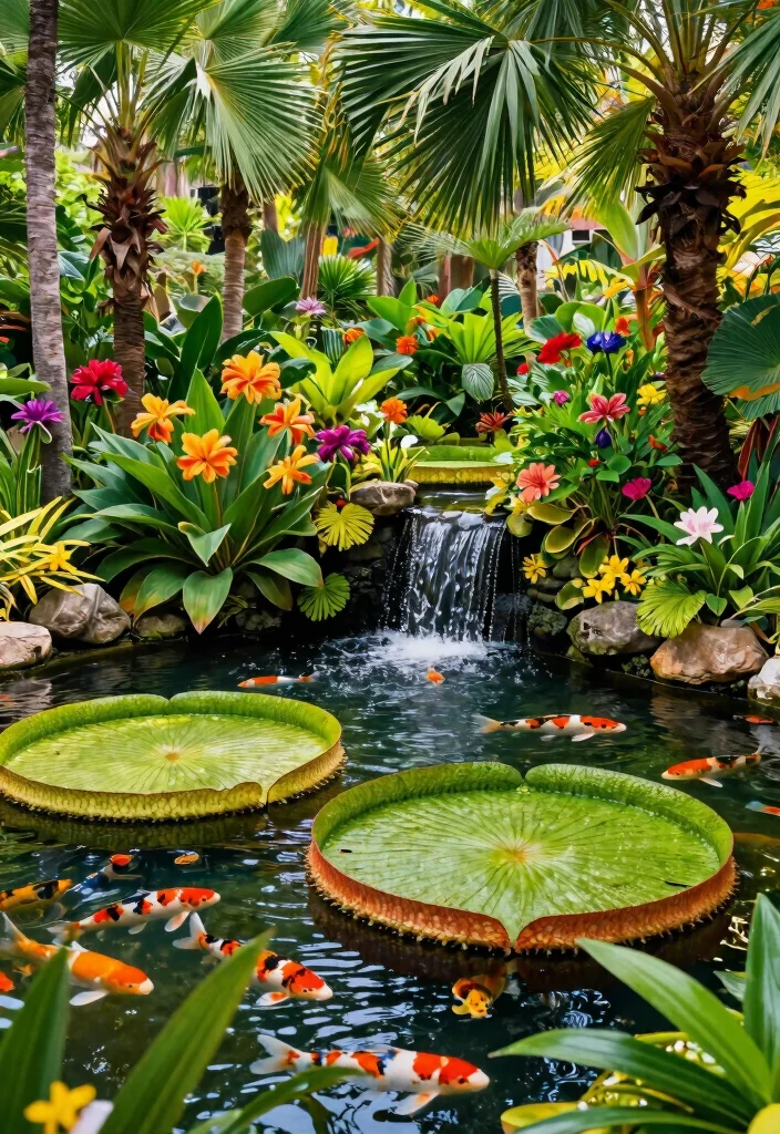 15 Beautiful Garden Fish Pond Ideas Koi and Goldfish 13. Tropical Paradise Ponds 0