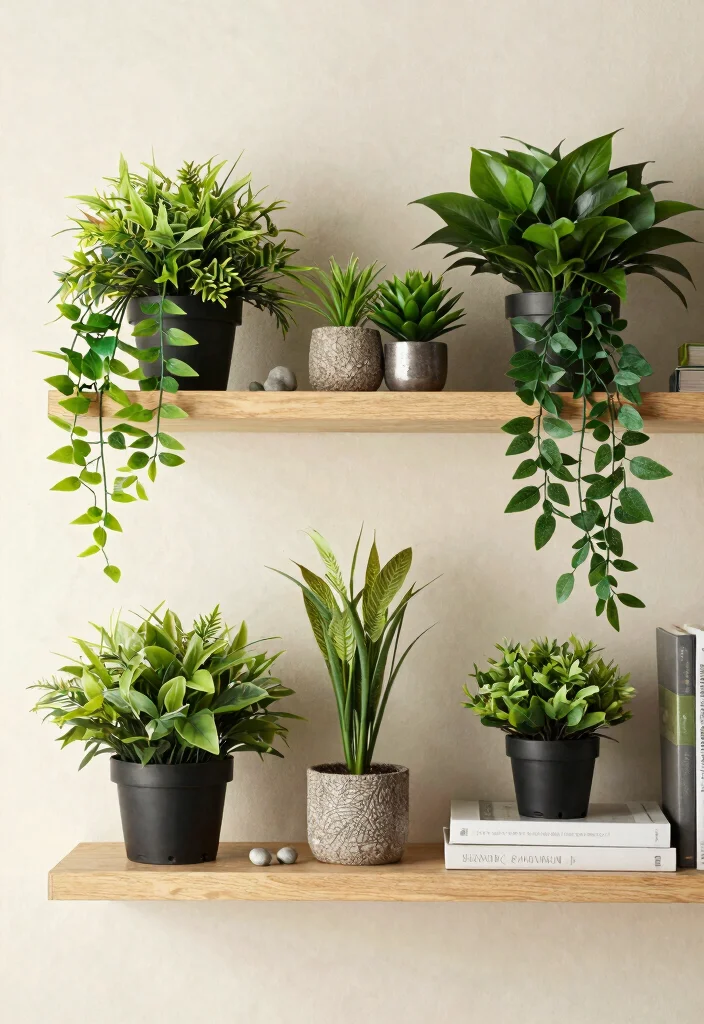15 Beautiful Plant Shelf Decorating Ideas Pro Styling 12. Mix in Artificial Plants 0