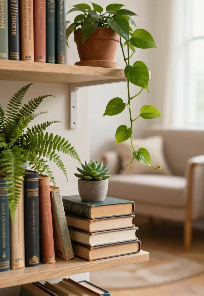 15 Beautiful Plant Shelf Decorating Ideas Pro Styling 4. Layer with Books 0