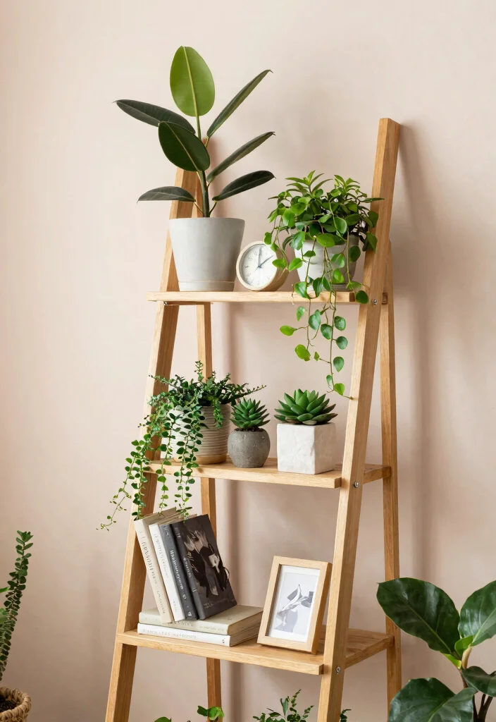 15 Beautiful Plant Shelf Decorating Ideas Pro Styling 7. Use a Ladder Shelf 0