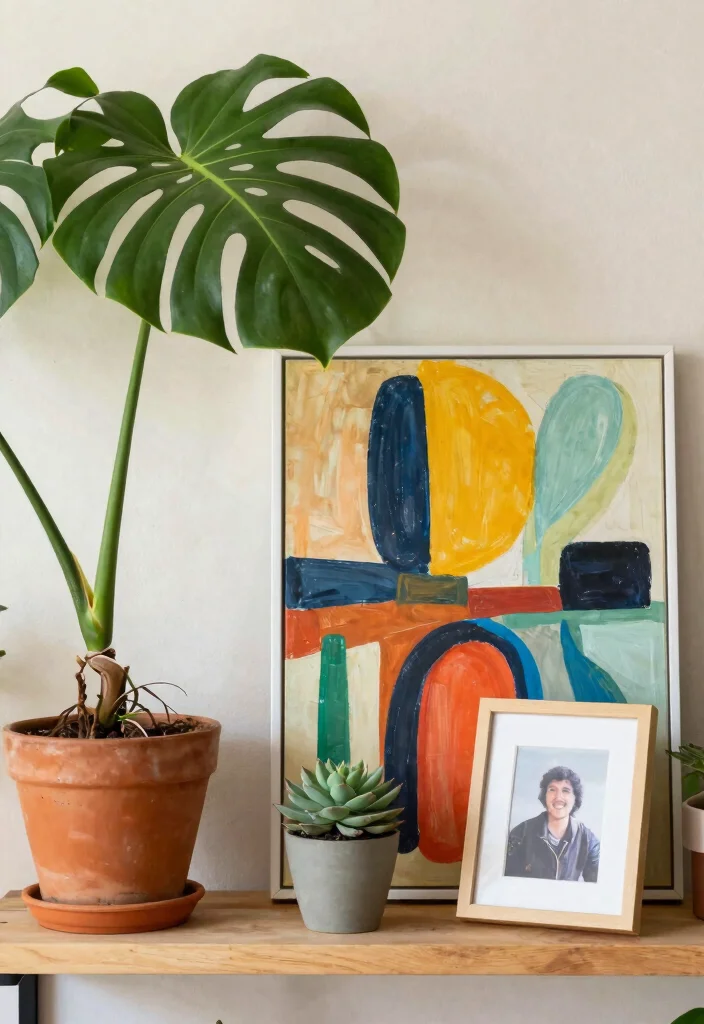 15 Beautiful Plant Shelf Decorating Ideas Pro Styling 8. Combine with Art Displays 0