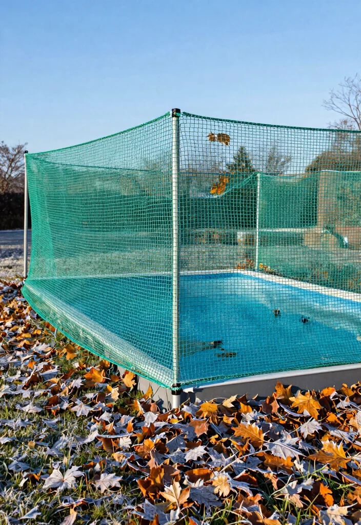 15 Best Inground Pool Cover Ideas for Winter Protection 5. Safety Leaf Nets 0