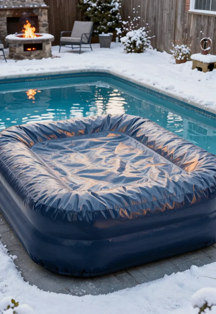 15 Best Inground Pool Cover Ideas for Winter Protection 9. Inflatable Pool Covers 0