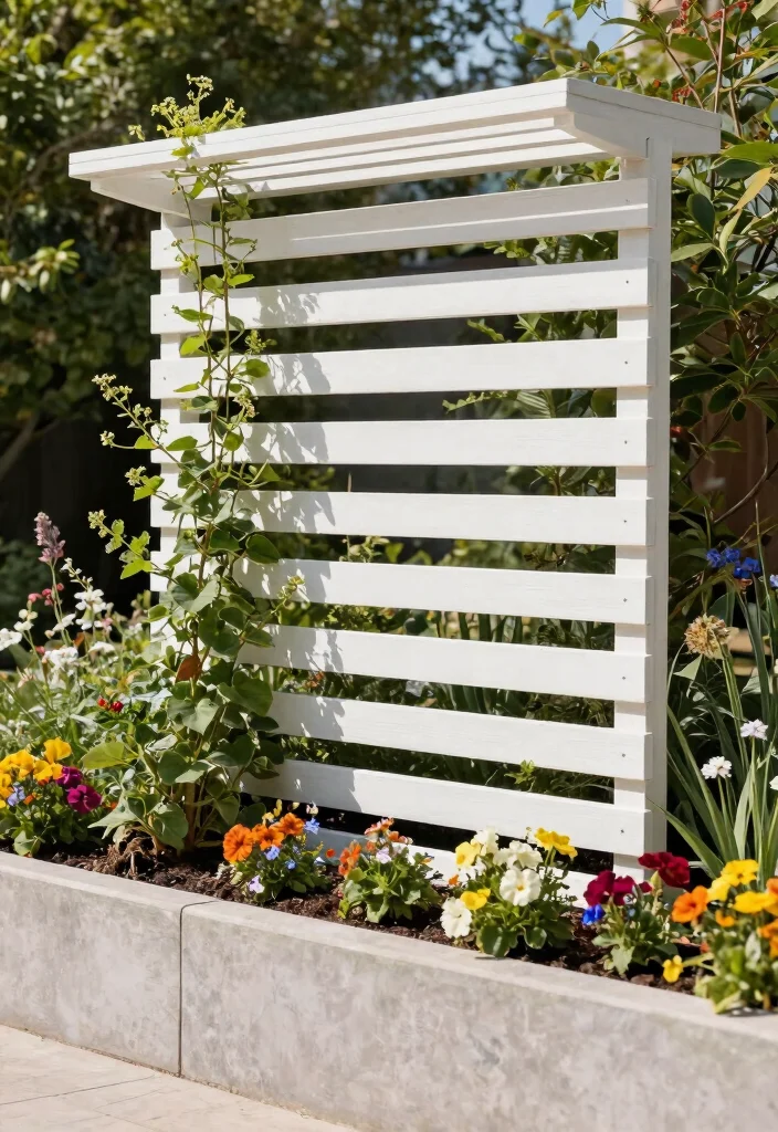 15 Best Raised Garden Bed Trellis Ideas for Climbing Plants 11. Horizontal Slat Trellis 0