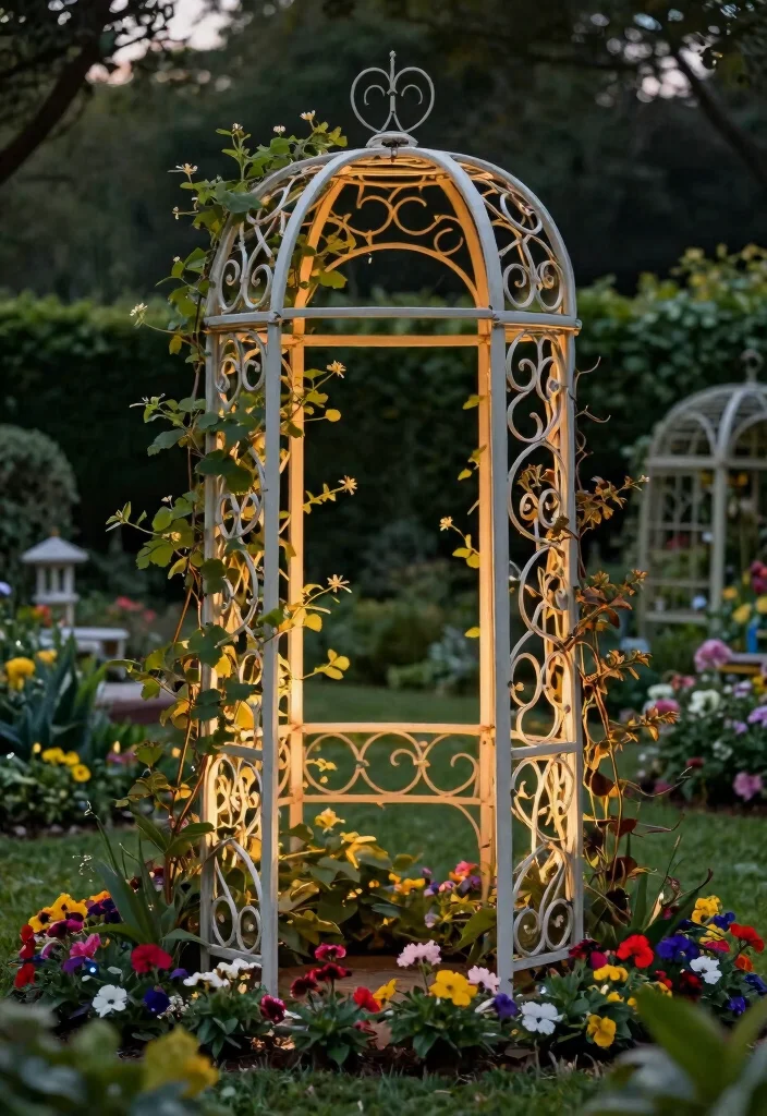 15 Best Raised Garden Bed Trellis Ideas for Climbing Plants 13. Decorative Metal Trellis 0