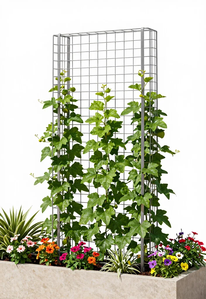 15 Best Raised Garden Bed Trellis Ideas for Climbing Plants 4. Wire Mesh Trellis 0