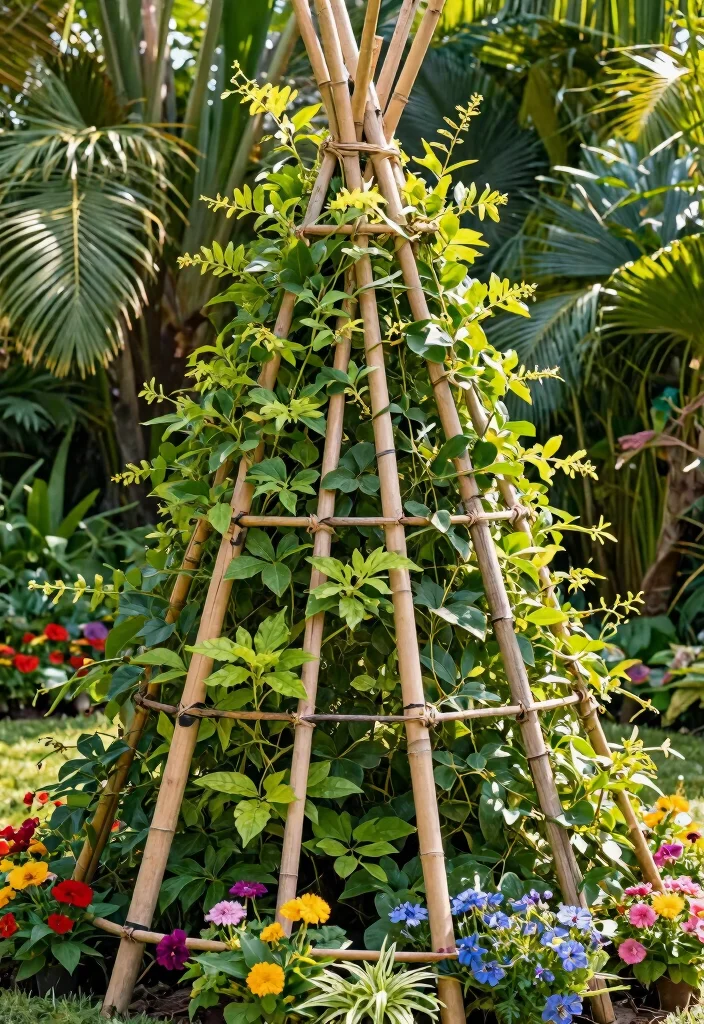 15 Best Raised Garden Bed Trellis Ideas for Climbing Plants 5. Bamboo Trellis 0