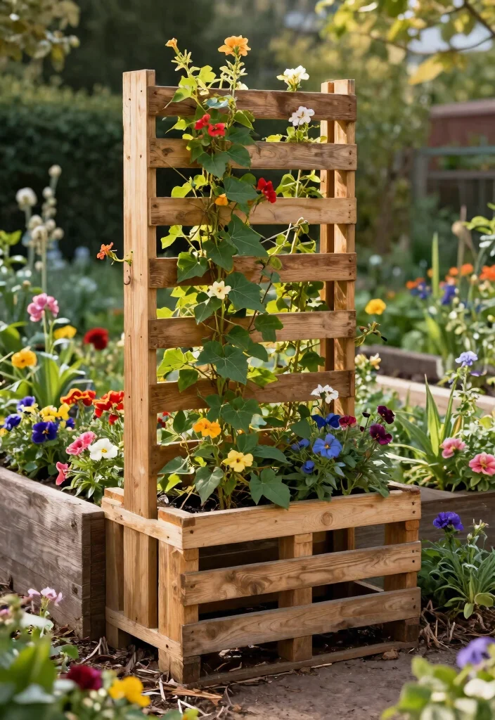 15 Best Raised Garden Bed Trellis Ideas for Climbing Plants 6. Repurposed Pallet Trellis 0
