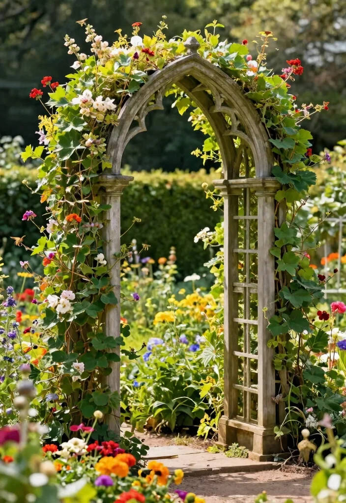 15 Best Raised Garden Bed Trellis Ideas for Climbing Plants 8. Gothic Arch Trellis 0