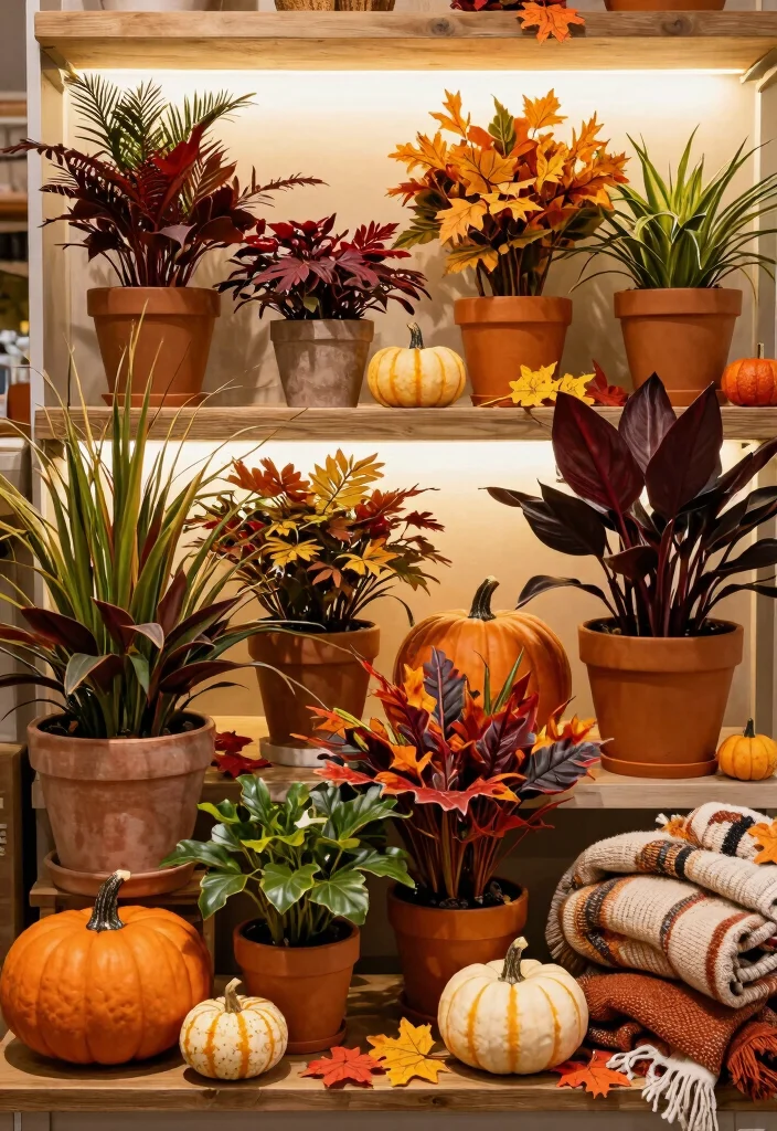 15 Best Ways to Display Indoor Plant Collection on Shelf 14. Seasonal Displays 0