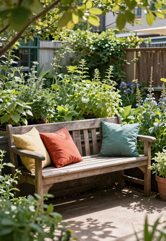 15 Fragrant Raised Bed Herb Garden Ideas Near Your Kitchen 12. Herb Garden with Bench Seating 0
