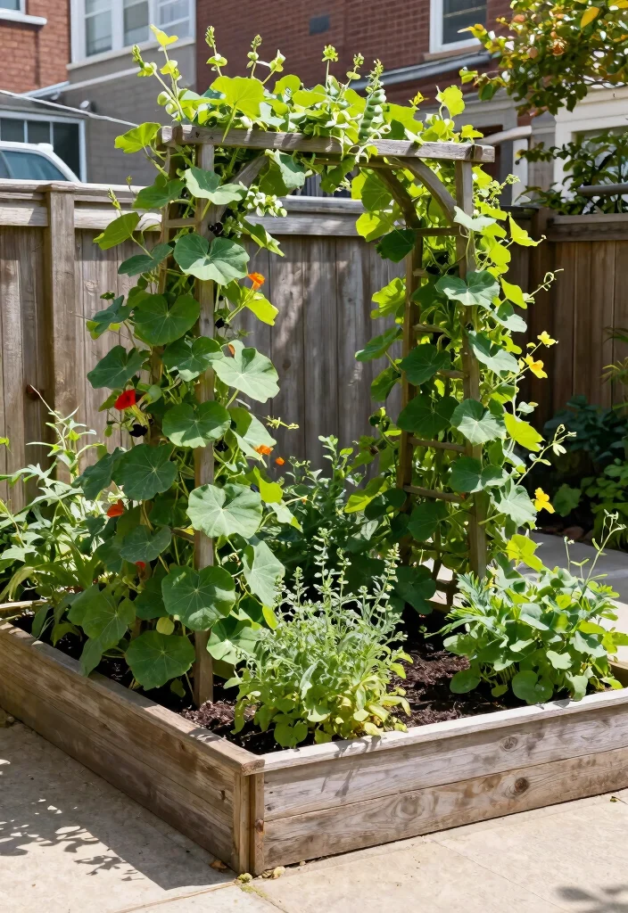 15 Fragrant Raised Bed Herb Garden Ideas Near Your Kitchen 6. Raised Bed Garden with Trellis 0