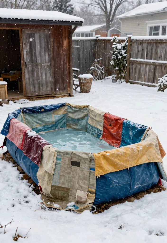 15 Heavy Duty Winter Pool Cover Ideas for Freezing Temps 10. DIY Pool Covers from Upcycled Materials 0