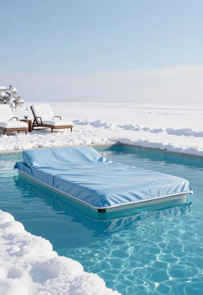 15 Heavy Duty Winter Pool Cover Ideas for Freezing Temps 11. Floating Pool Covers for Functional Style 0