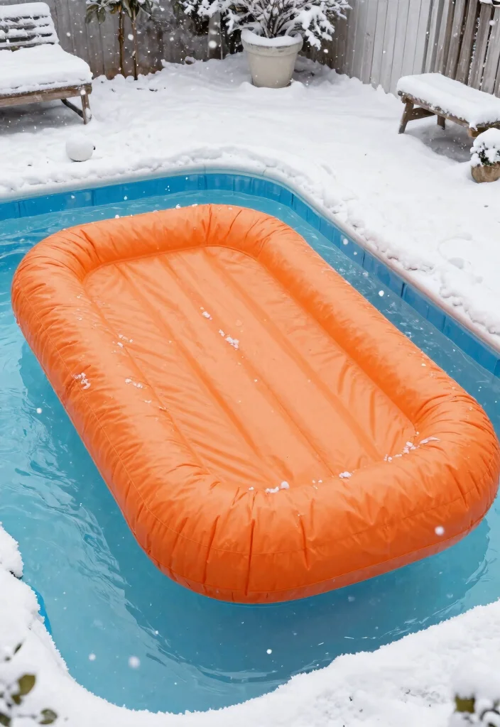 15 Heavy Duty Winter Pool Cover Ideas for Freezing Temps 9. Inflatable Pool Covers for Quick Set Up 0