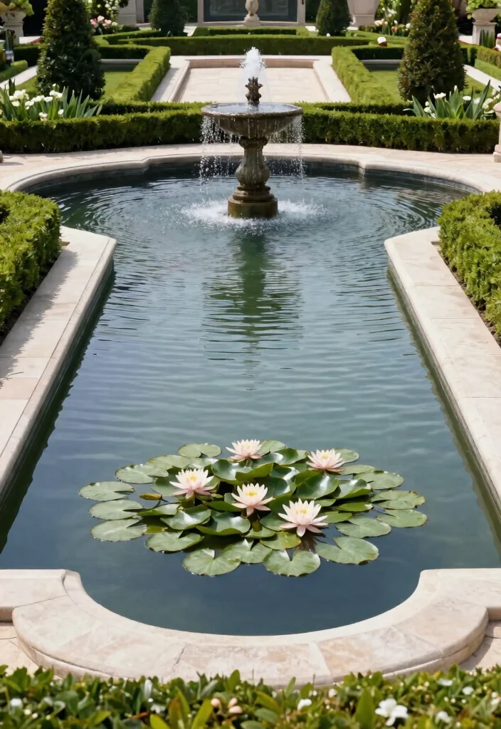 15 Most Relaxing Garden Pond Inspiration Layouts 7. Formal Garden Pond 0