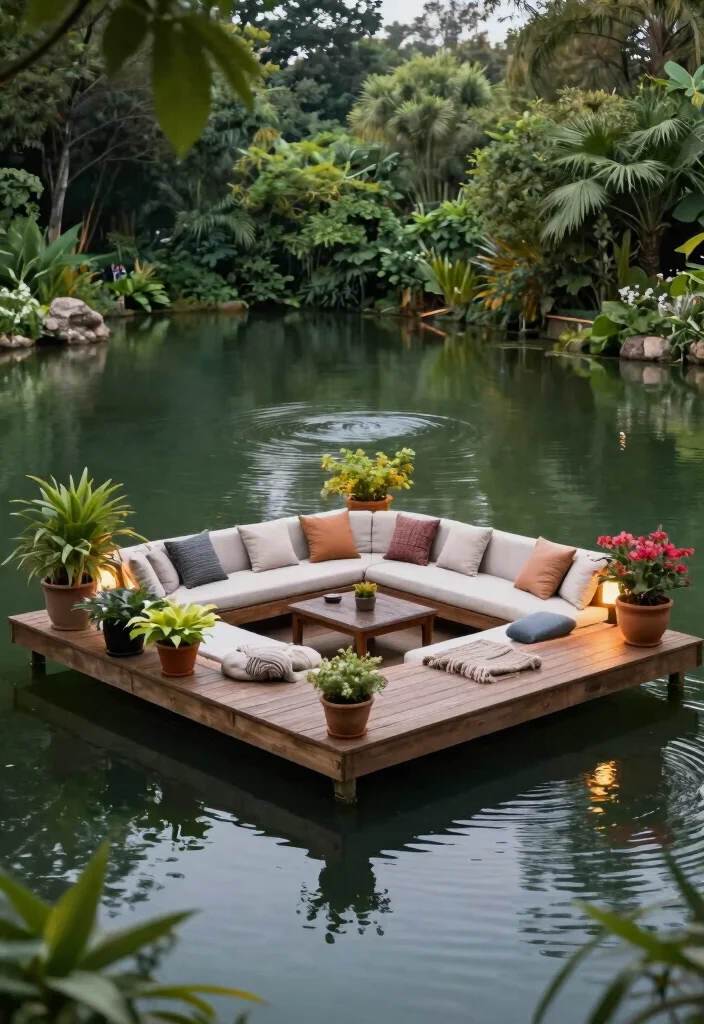 15 Most Relaxing Garden Pond Inspiration Layouts 8. Floating Deck Pond 0