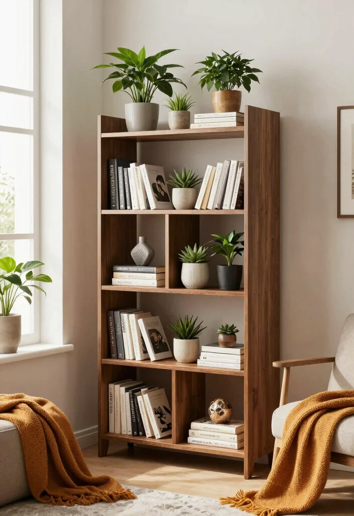 15 Practical Small Plant Shelf Ideas for Tiny Spaces 9. Multi Purpose Bookshelf 0