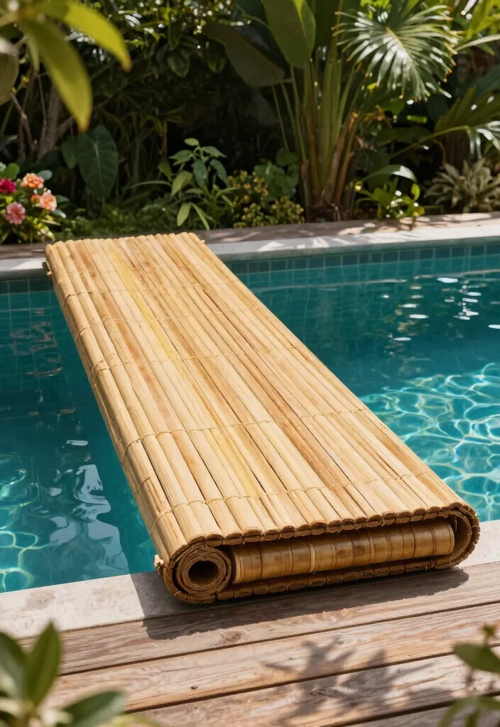 15 Smart Pool Cover Ideas to Protect Your Backyard Oasis 2. Natural Bamboo Covers 0
