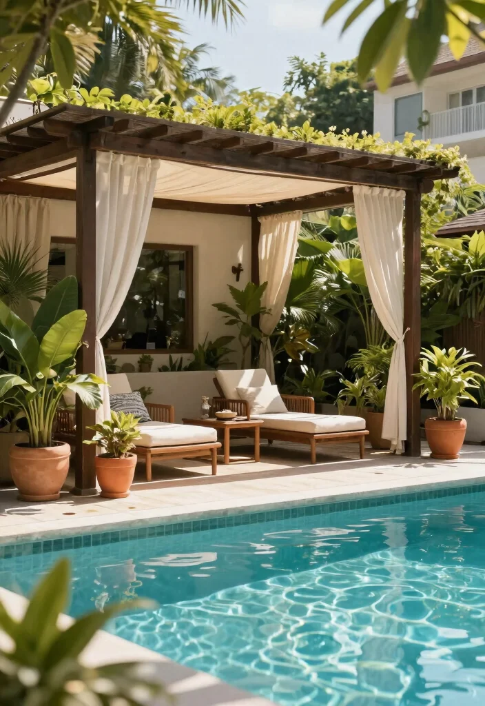 15 Smart Pool Cover Ideas to Protect Your Backyard Oasis 9. Poolside Shade Structures 0