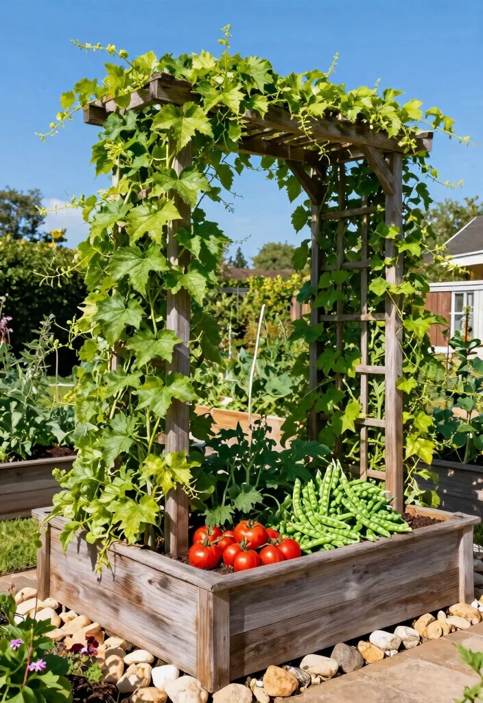 15 Smart Raised Garden Bed Layout Ideas to Maximize Space 2. Vertical Trellis Beds 0