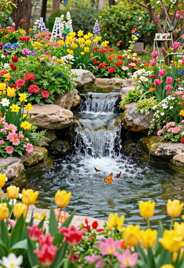 15 Stunning Garden Pond Ideas Waterfall Designs Must See 12. Seasonal Color Pond Waterfalls 0