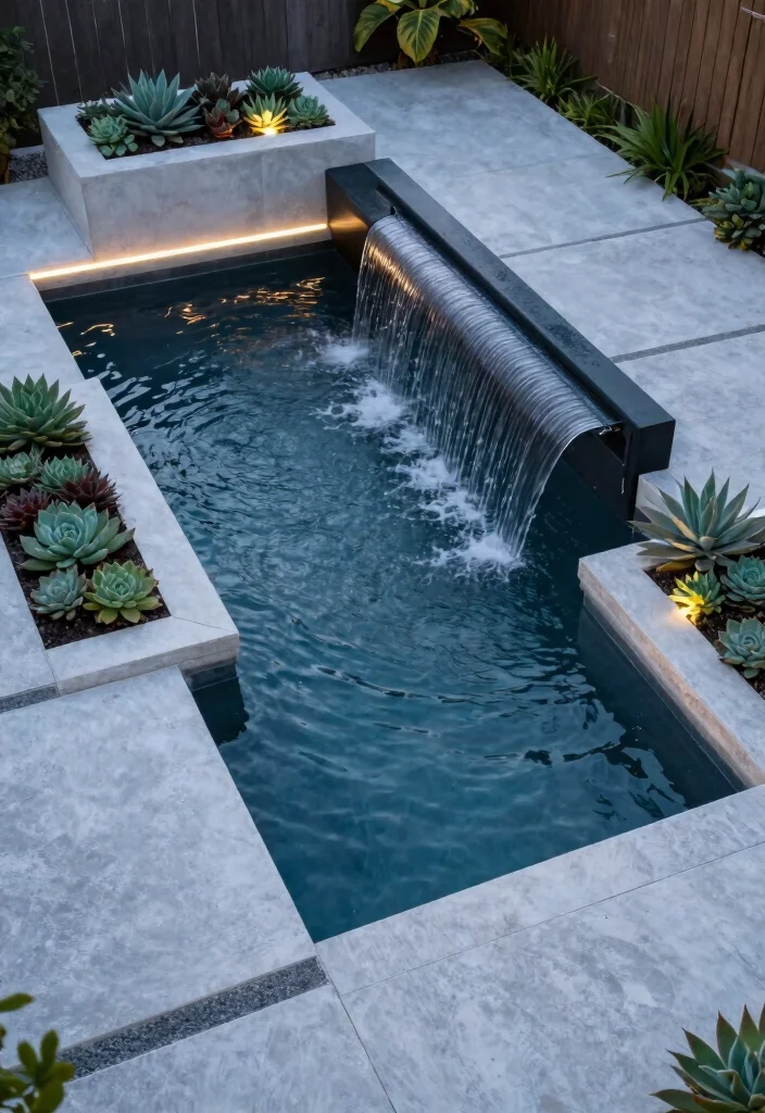 15 Stunning Garden Pond Ideas Waterfall Designs Must See 3. Modern Geometric Waterfalls 0