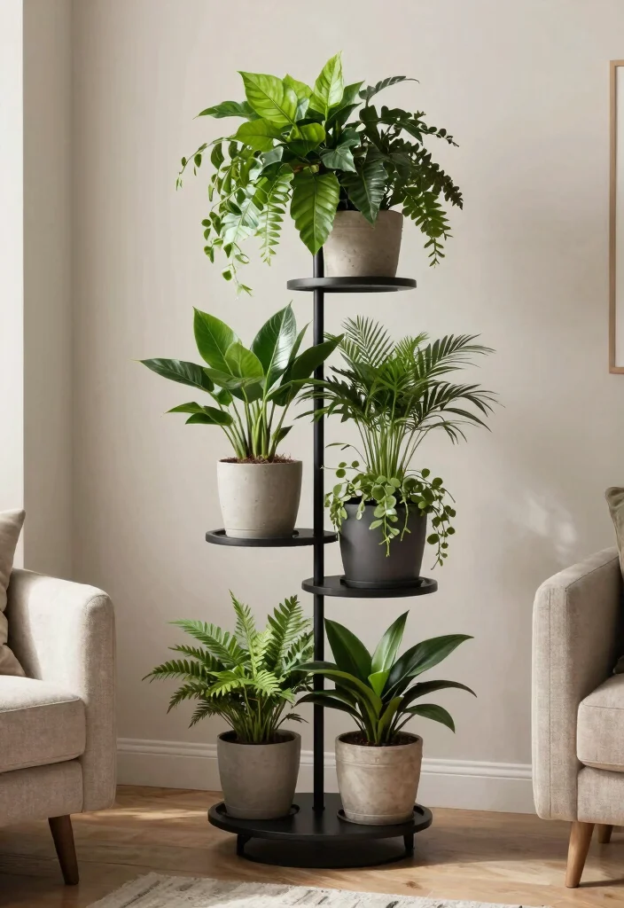 17 Aesthetic Indoor Plant Shelf Ideas for a Cozy Vibe 11. Multi Use Plant Stands 0