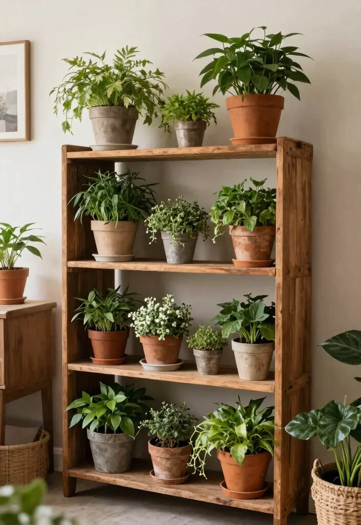 17 Aesthetic Indoor Plant Shelf Ideas for a Cozy Vibe 13. Upcycled Materials 0