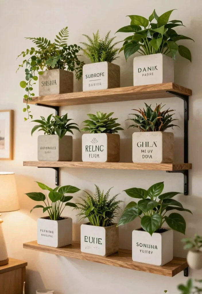 17 Aesthetic Indoor Plant Shelf Ideas for a Cozy Vibe 17. Personalized Plant Labels 0