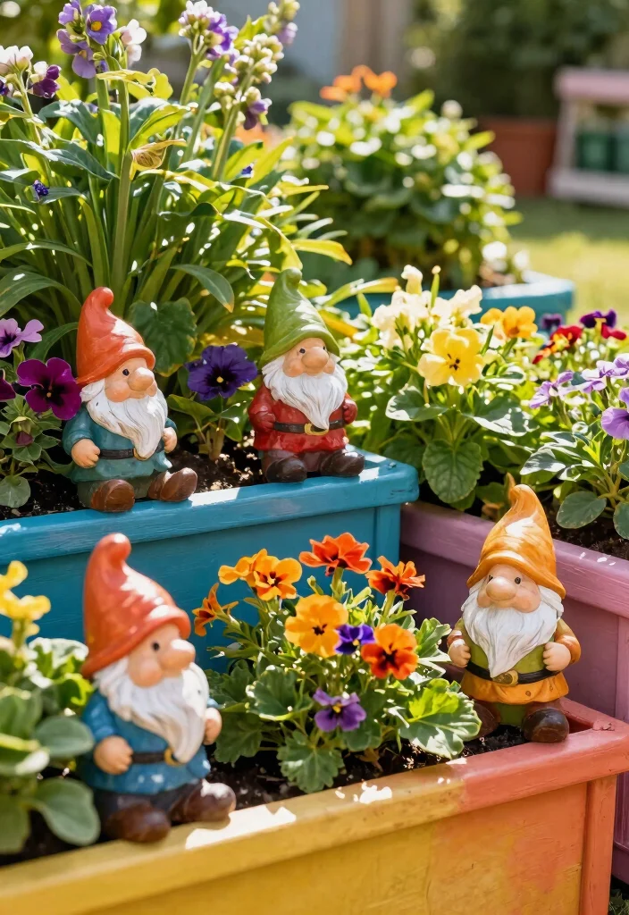 17 Colorful Large Outdoor Planter Ideas Flower Pots 16. Gnomes and Planters Combo 0