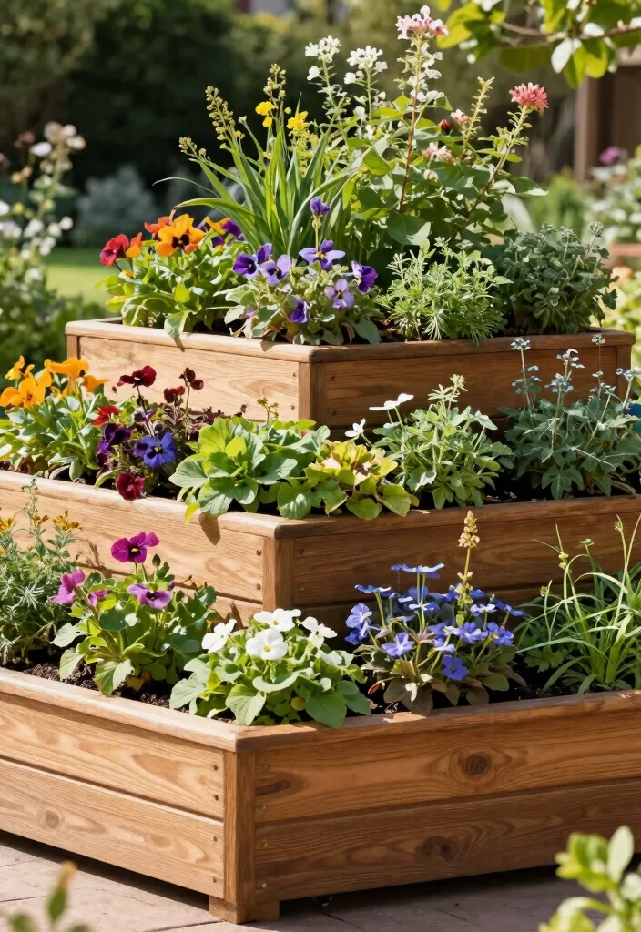 17 Easy DIY Raised Garden Bed Ideas You Can Build Fast 4. Tiered Wooden Garden Beds 0