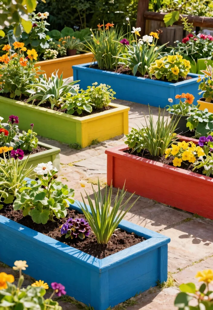 20 Amazing Raised Garden Bed Inspiration Photos for Your Yard 10. Colorful Raised Beds 0