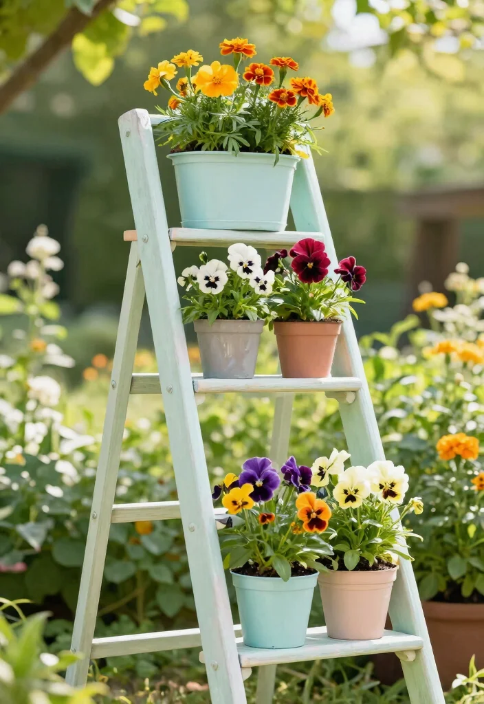 20 Breathtaking Large Flower Planter Ideas for Summer 6. Ladder Planters 0