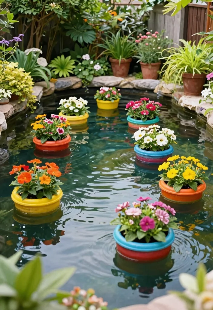 21 Stunning Garden Pond Ideas for a Peaceful Backyard Oasis 19. Colorful Floating Garden 0