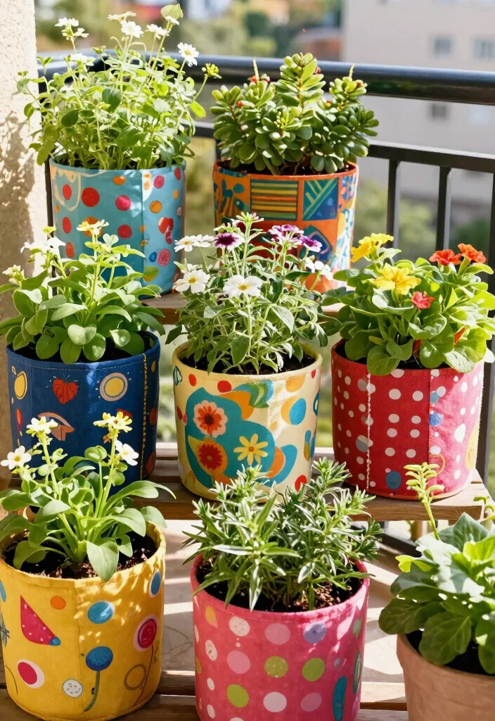 21 Stunning Large Outdoor Planter Ideas for Curb Appeal 13. Colorful Fabric Planters 0