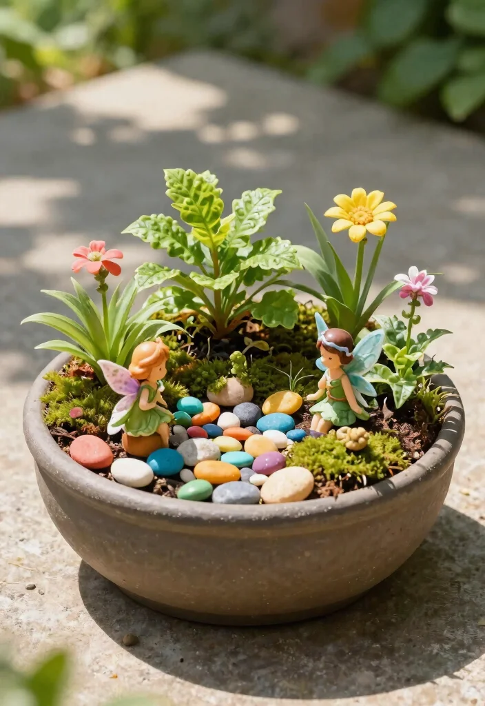 21 Stunning Large Outdoor Planter Ideas for Curb Appeal 16. Whimsical Fairy Garden Planter 0