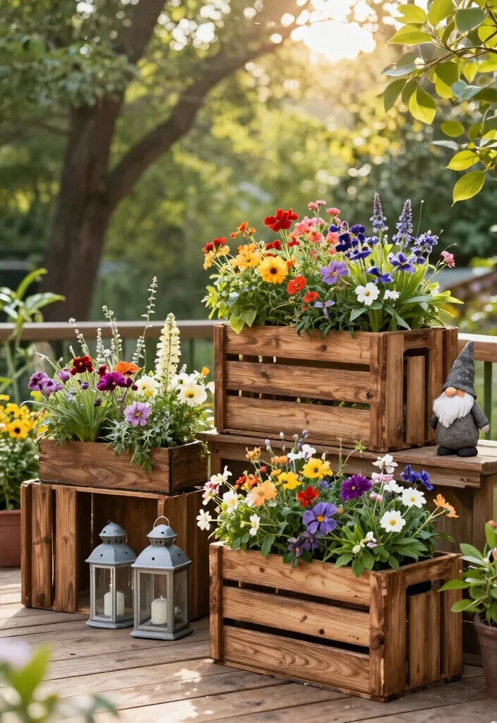 21 Stunning Large Outdoor Planter Ideas for Curb Appeal 2. Rustic Wooden Crate Planter 0