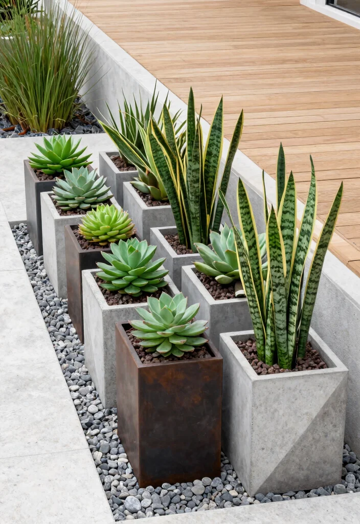 21 Stunning Large Outdoor Planter Ideas for Curb Appeal 3. Modern Geometric Planters 0