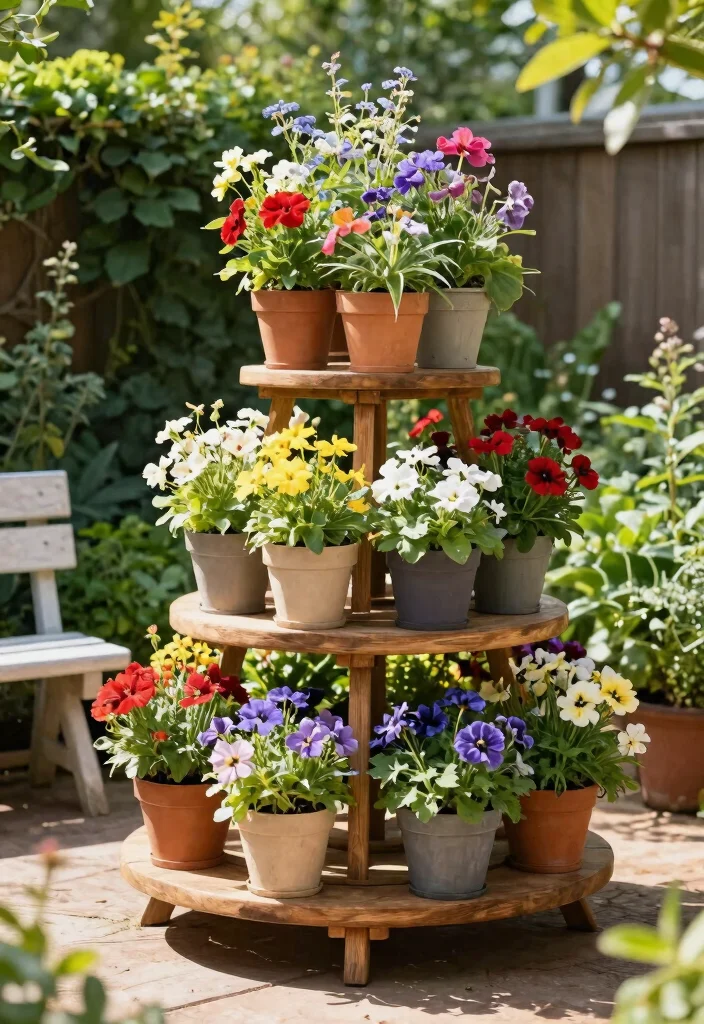 21 Stunning Large Outdoor Planter Ideas for Curb Appeal 7. Tiered Planter Stands 0