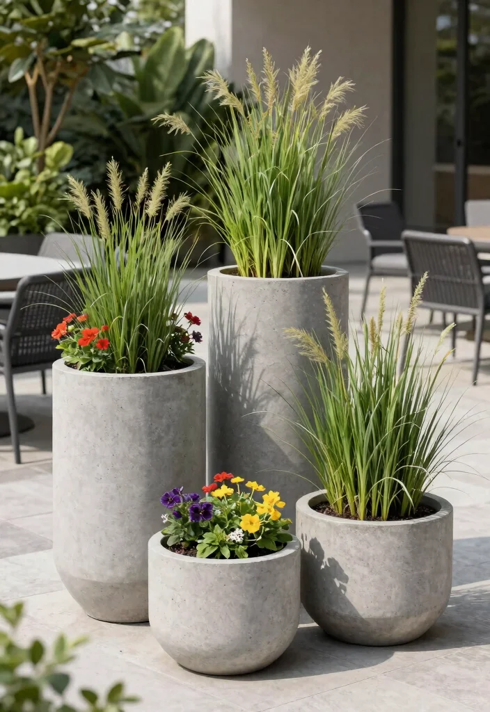 21 Stunning Large Outdoor Planter Ideas for Curb Appeal 9. Concrete Planters for a Modern Touch 0