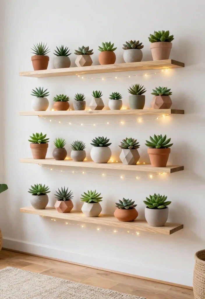 21 Stunning Plant Wall Shelf Ideas to Display Your Jungle 1. Floating Shelves with Succulents 0