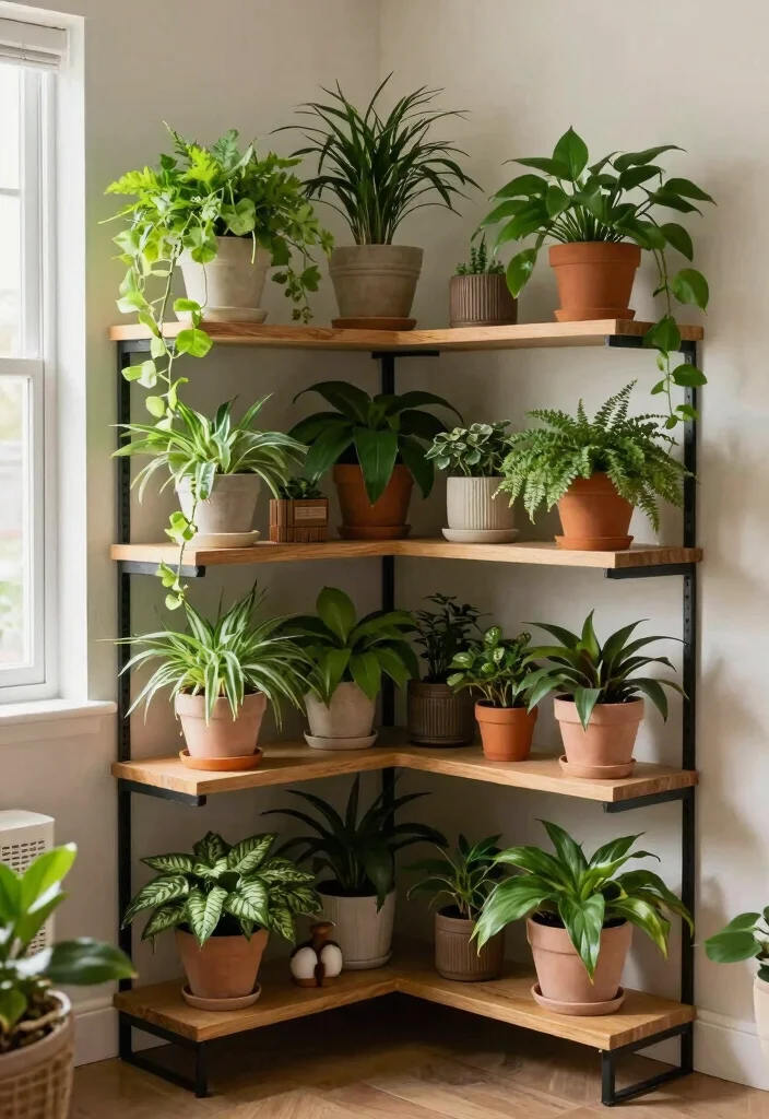 21 Stunning Plant Wall Shelf Ideas to Display Your Jungle 11. Corner Shelf Displays 0