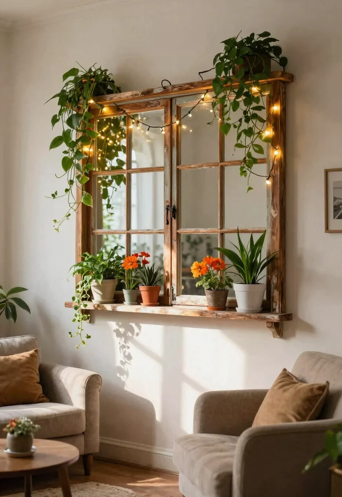 21 Stunning Plant Wall Shelf Ideas to Display Your Jungle 12. Repurposed Window Frames 0