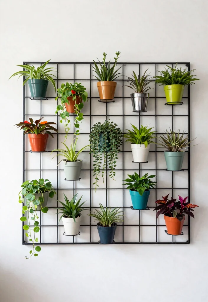 21 Stunning Plant Wall Shelf Ideas to Display Your Jungle 7. Iron Wall Grids 0