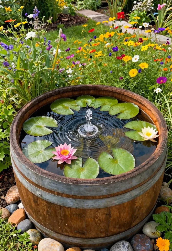 25 Breathtaking Garden Pond Inspiration Photos Pin This 9. Rustic Barrel Pond 0